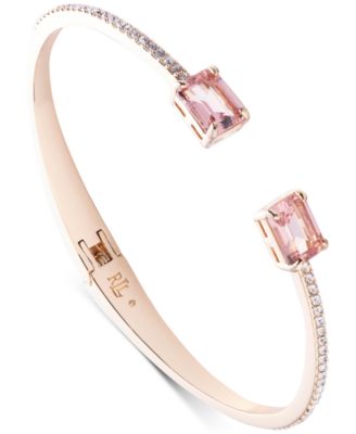 Lauren Ralph Lauren - Gold-Tone Pav&eacute; & Pink Stone Cuff Bracelet