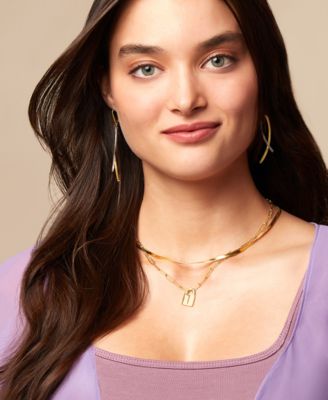 Padlock Paperclip Link Pendant 18" Necklace in 14k Gold-Plated Sterling Silver