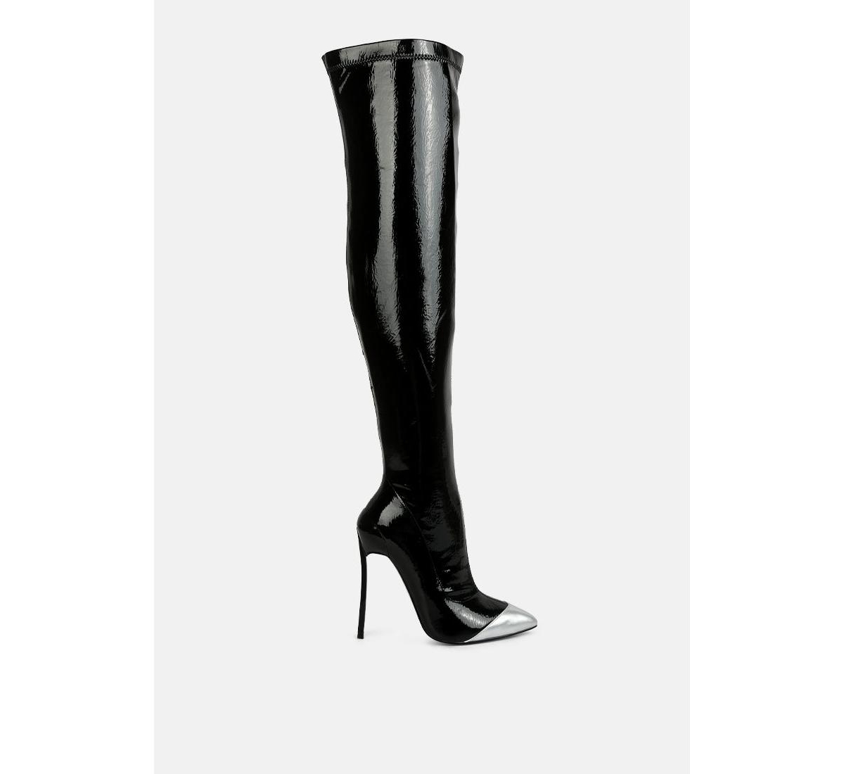 chimes high heel patent long boots - Dark brown