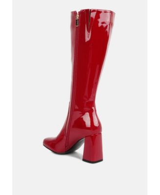 Hypnotize Patent Pu Block Heeled Calf Boots