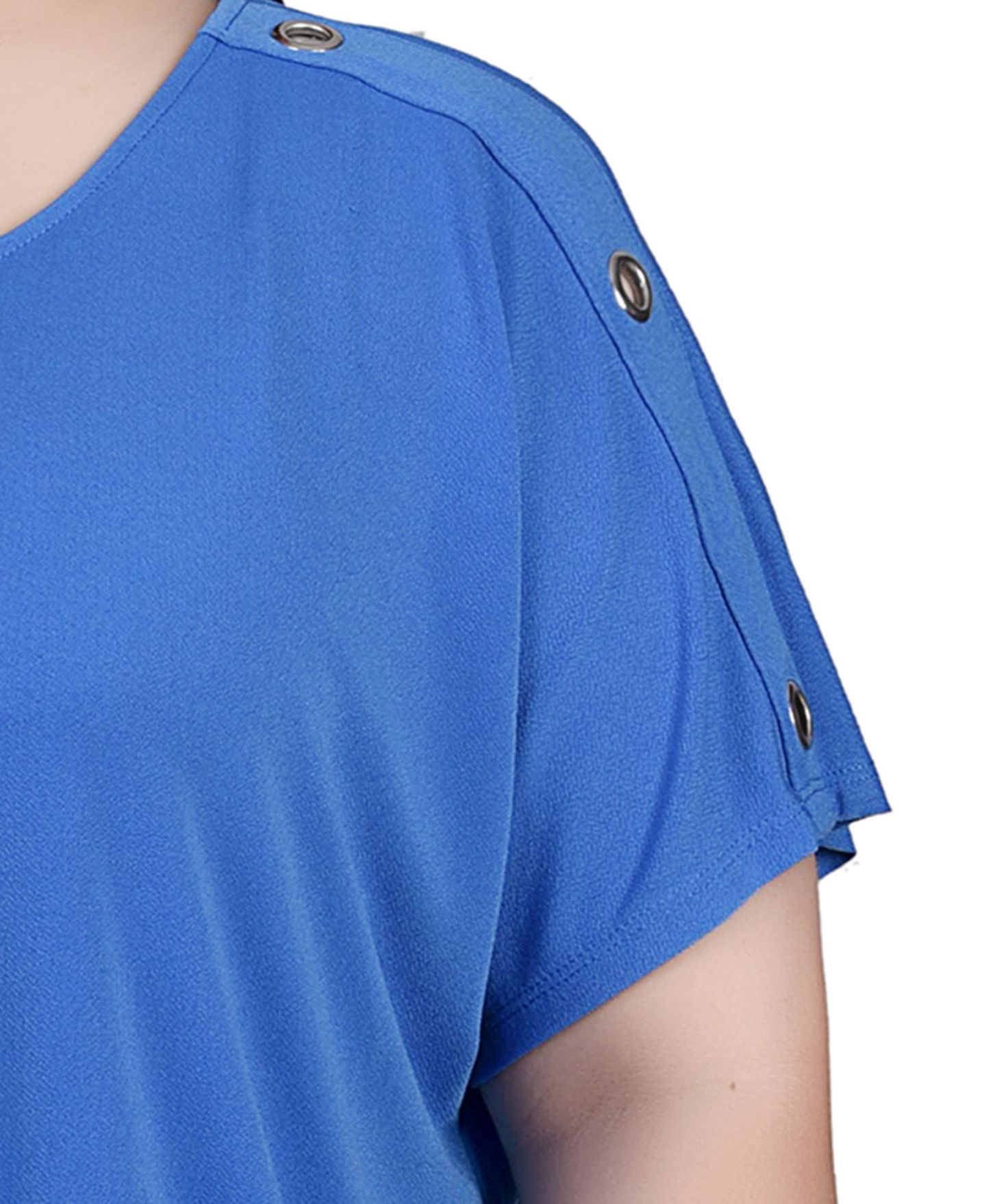 Женский топ NY Collection Plus Size Short Sleeve Tunic Top, цвет: Синий — фото 3