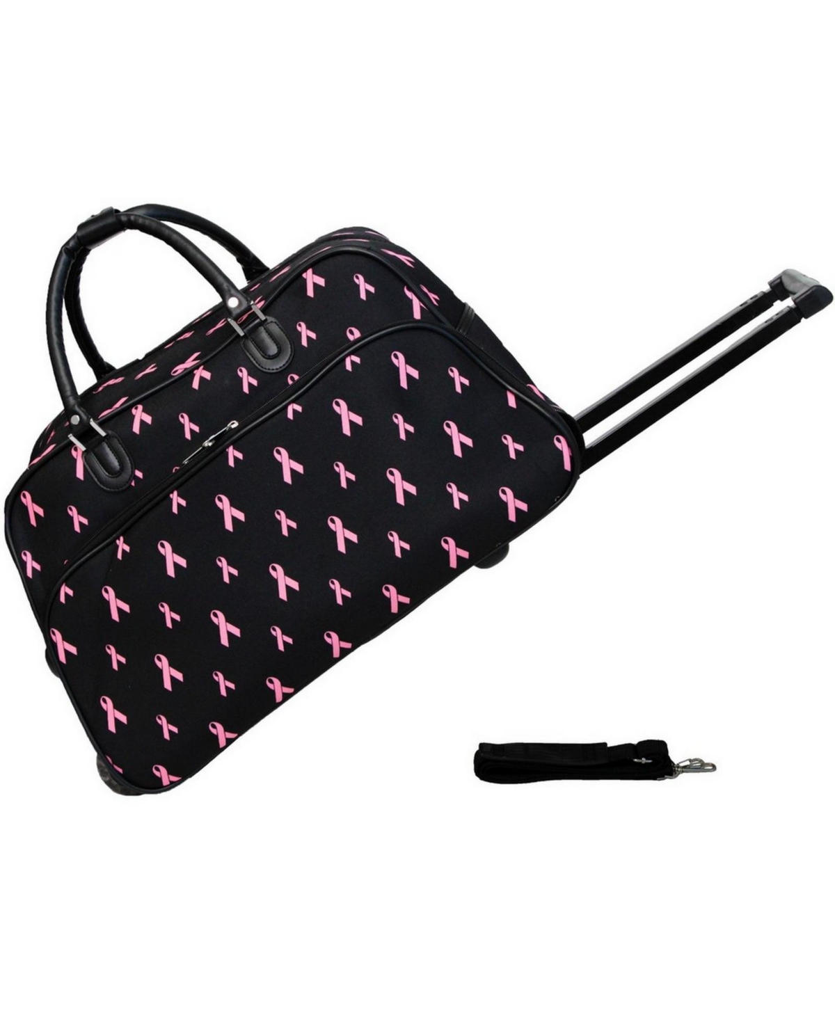 Pink Ribbon 21-Inch Carry-On Rolling Duffel Bag - Pink ribbon