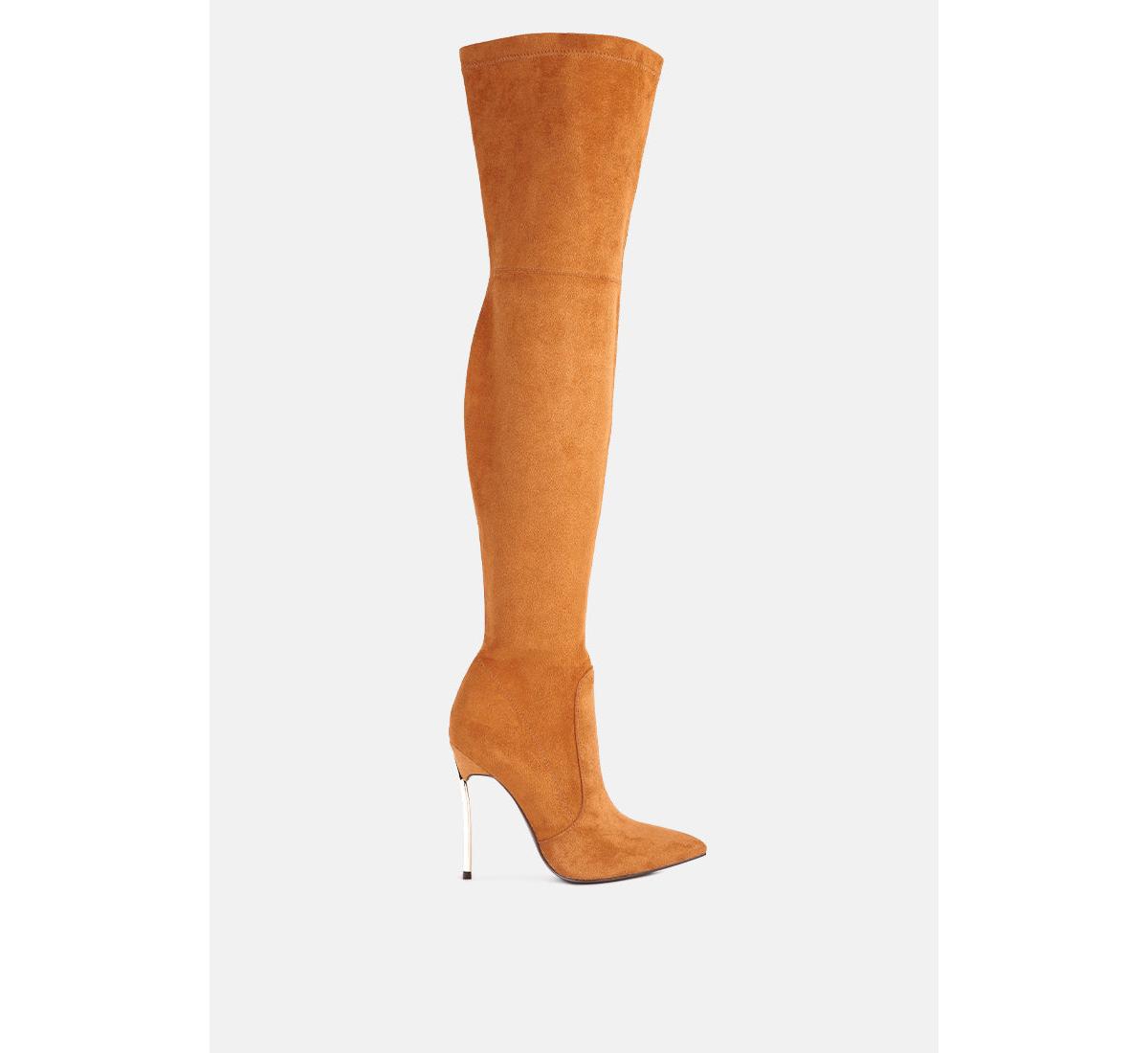 jaynetts stretch suede micro over the knee boots - Tan