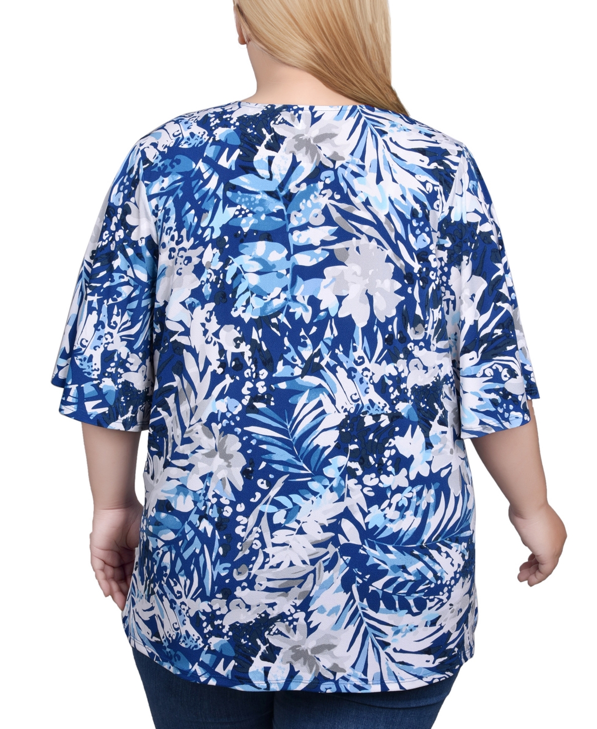 Ny Collection Plus Size Elbow Sleeve Tie-Front Top