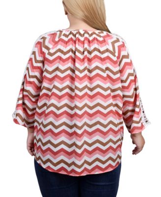 Plus Size 3/4 Sleeve Crochet Detail Blouse