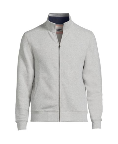 Мужская толстовка на молнии Lands' End Long Sleeve Serious Sweats Mock Full Zip, цвет: Серый меланжевый