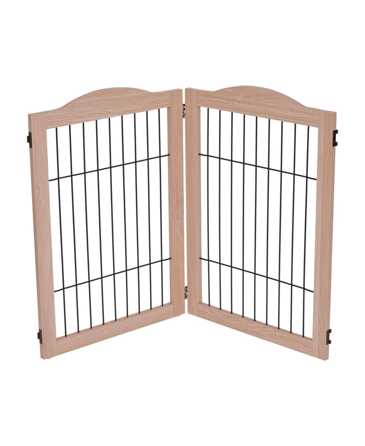 Freestanding Dog Gate, 2-Panel Extension - Walnut - Brown