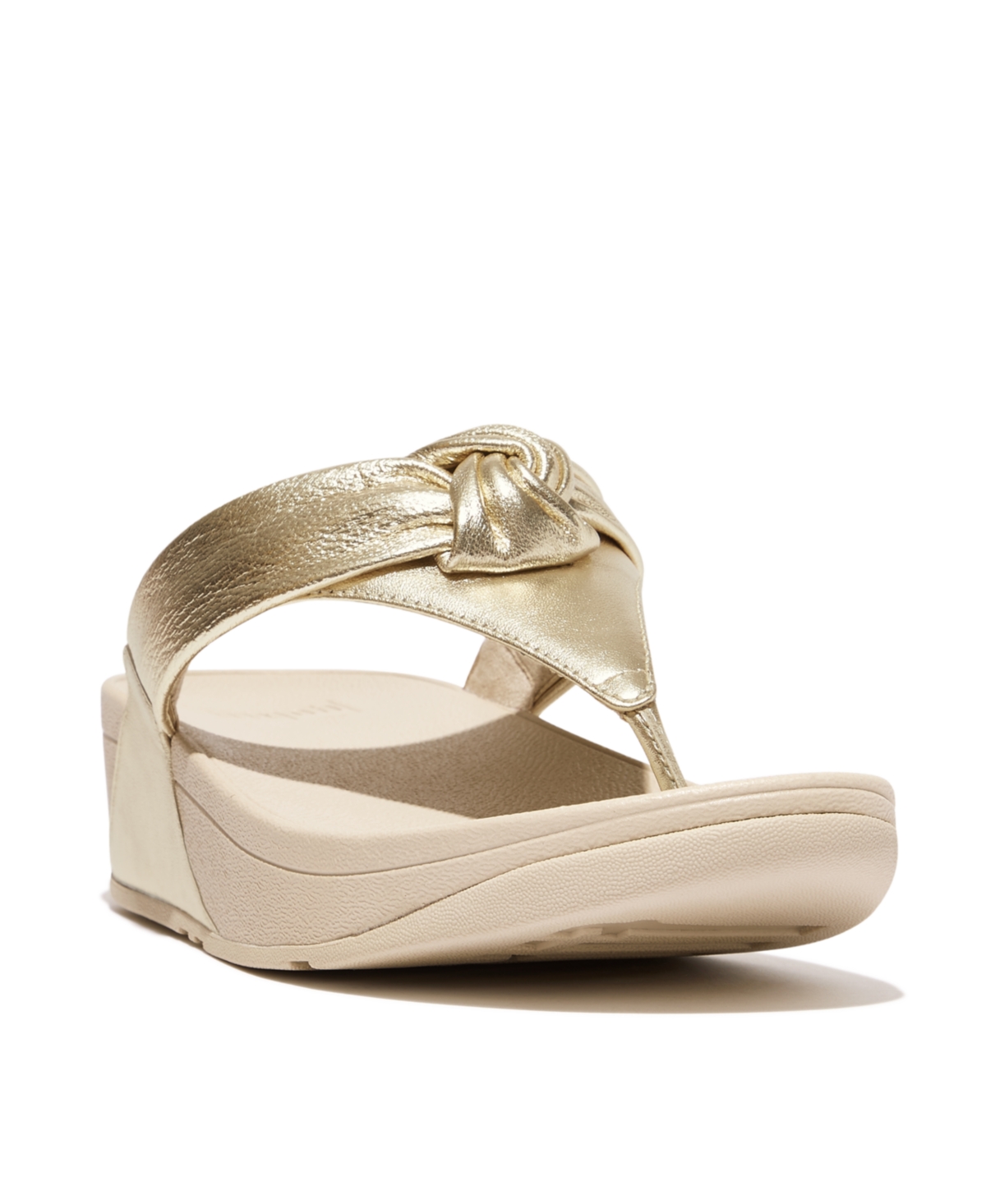 Women's Lulu Padded-Knot Metallic-Leather Toe-Post Sandals - Platino