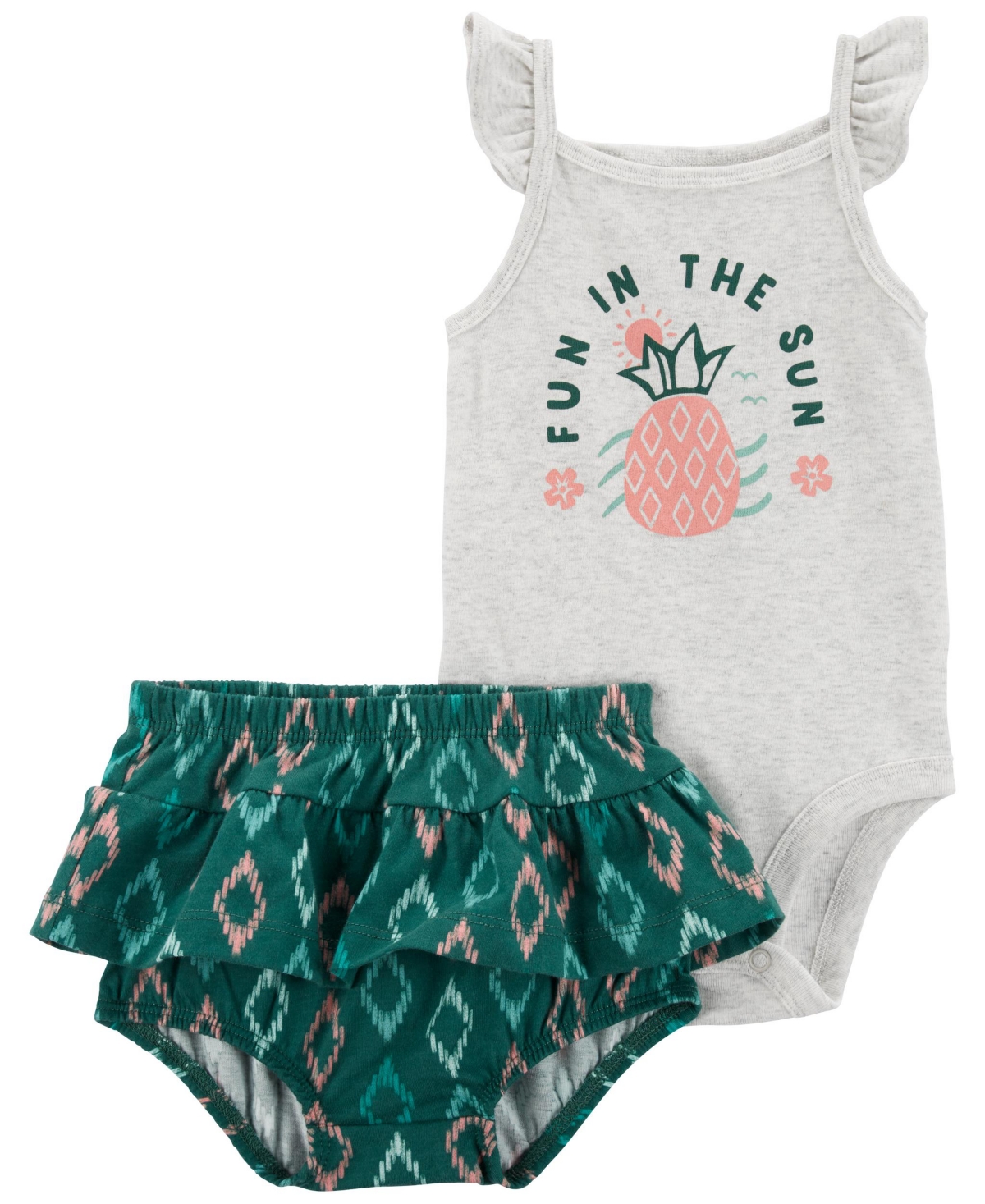 Shop Carter's Baby Girls Pineapple Bodysuit And Diaper Cover, 2 Piece Set In Green