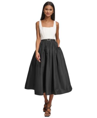 KARL LAGERFELD PARIS - Women's Memory Tafetta   Mixed-Media Dress