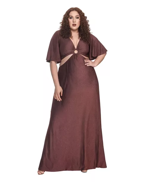 plus size cut out knit maxi dress