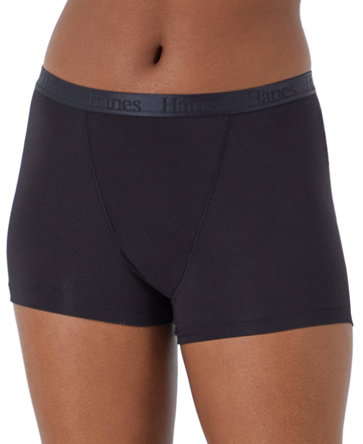 Hanes Women's 3-Pk. Originals SuperSoft Ultimate Boxer Brief Underwear  -Silver/Black