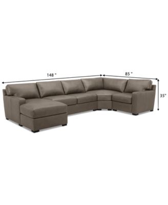 Radley 148" 4-Pc. Leather Wedge Modular Chaise Sectional