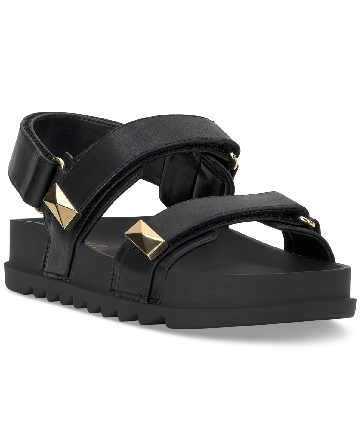 Inc International Concepts Women's Caledon Footbed Sandals, Created For Macy's In Black Smooth