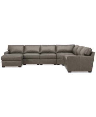 Radley 141" 6-Pc. Leather Wedge Modular Chaise Sectional