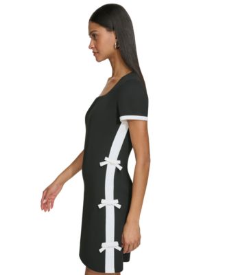 Women's Bow Trim Scuba Crepe Sheath Dress