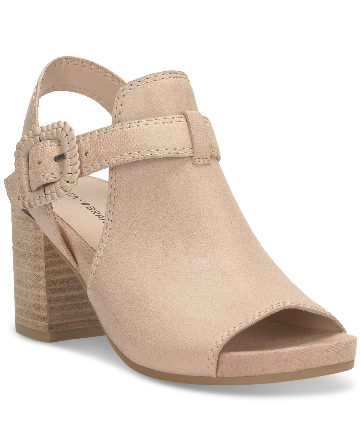 Shop Lucky Brand Women's Juliane Cutout Slingback Block Heel Sandals In Cannellini
