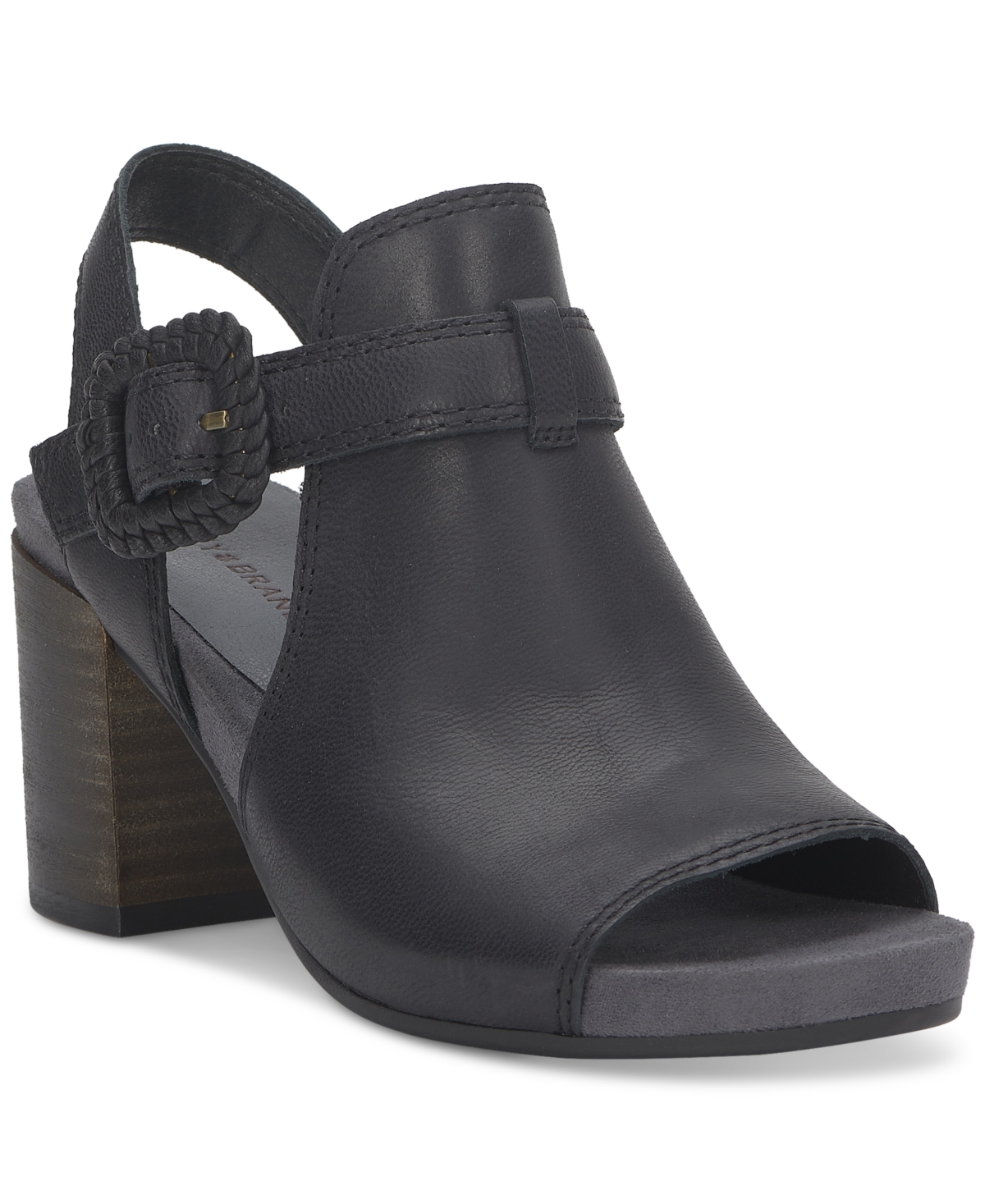 Shop Lucky Brand Women's Juliane Cutout Slingback Block Heel Sandals In Black