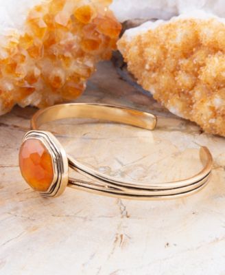 River Rocks Genuine Orange Quartz Abstract Cuff Bracelet