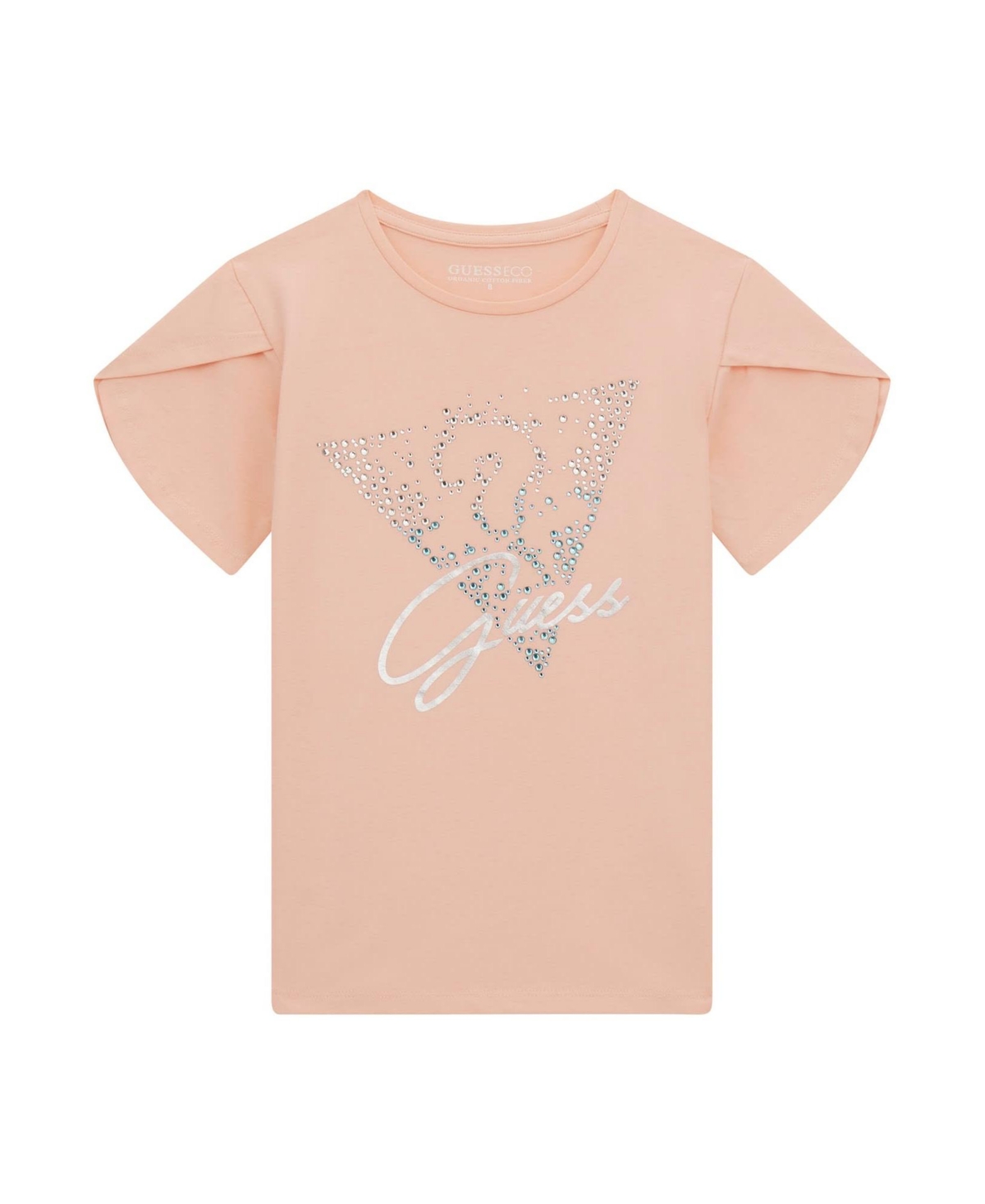 Shop Guess Big Girls Bling Logo Short Sleeve T-shirt In Orange