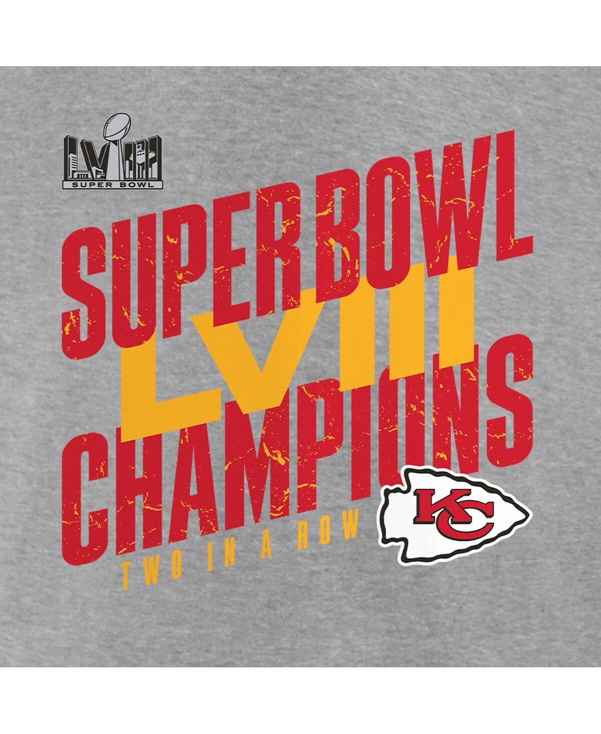 Men's FanaticsKansas City Chiefs Super Bowl Lviii Champions Iconic Victory Crewneck Pullover - Heather Gray