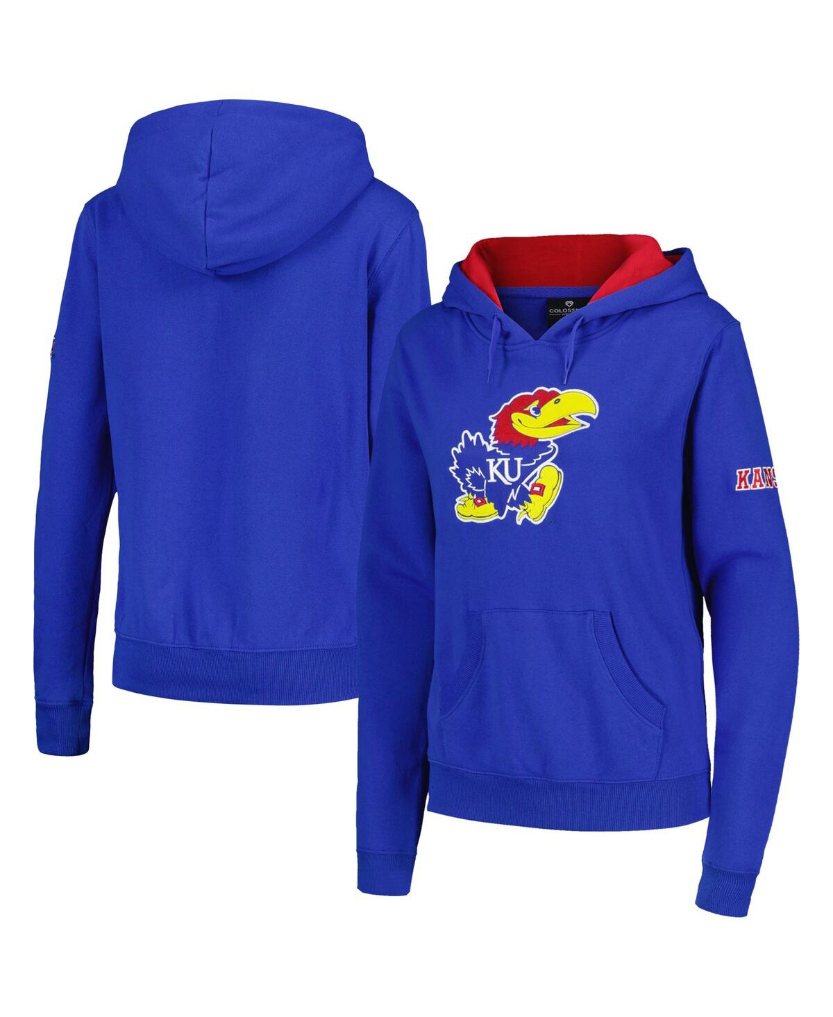 Women's Stadium Athletic Royal Kansas Jayhawks Big Logo Pullover Hoodie - Royal