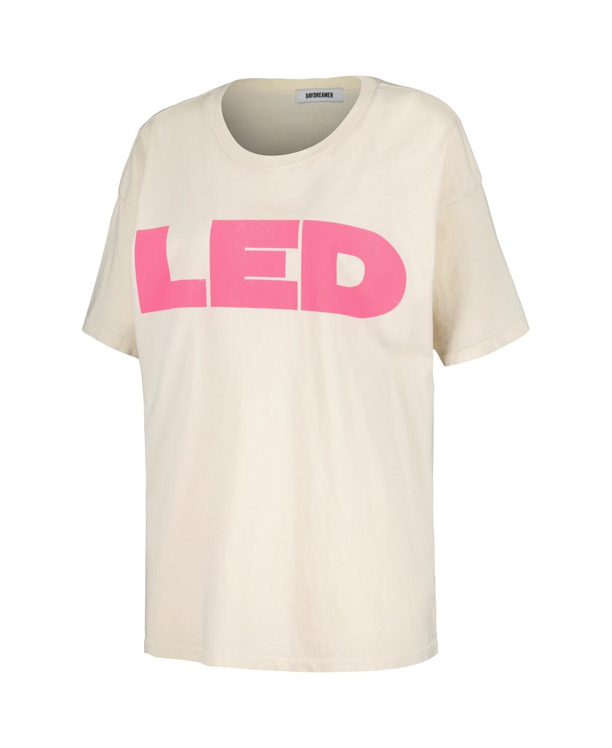 Shop Daydreamer Women's  White Led Zeppelin Block Letters Merch T-shirt