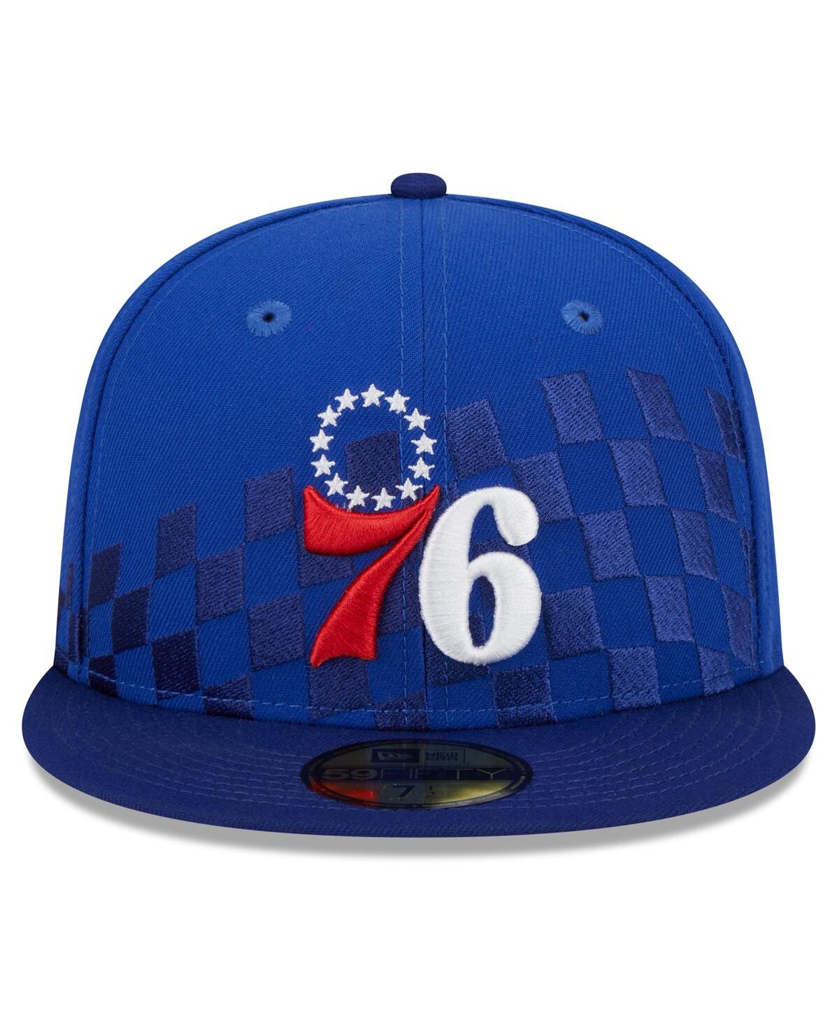 Men's New EraPhiladelphia 76ers 2024 Nba All-Star Game Rally Drive Checkerboard 59FIFTY Crown Fitted Hat - Royal