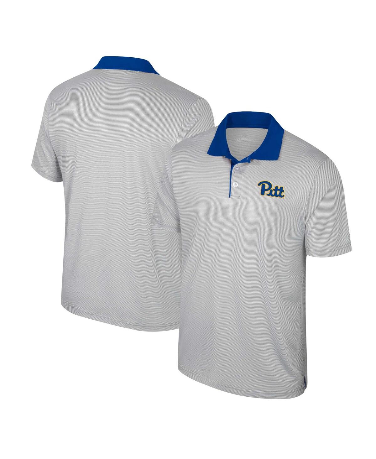 Shop Colosseum Men's  Gray Pitt Panthers Tuck Striped Polo Shirt