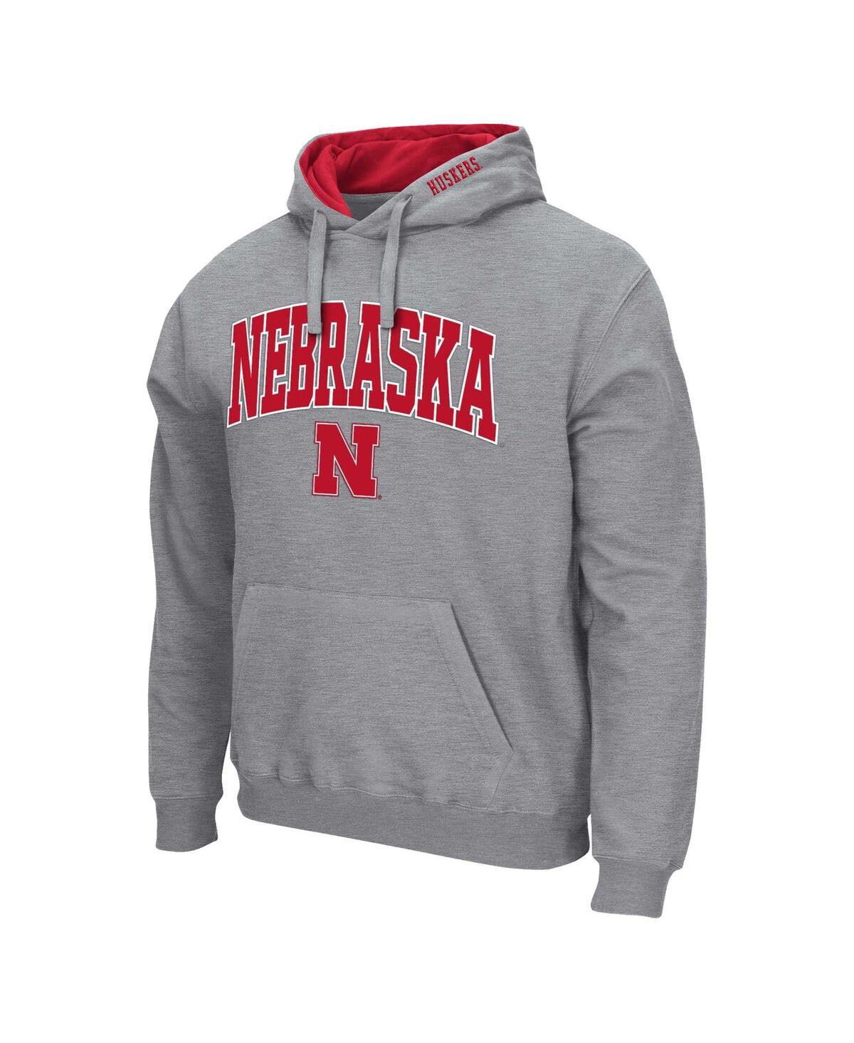 Shop Colosseum Men's  Heather Gray Nebraska Huskers Arch & Logo 3.0 Pullover Hoodie