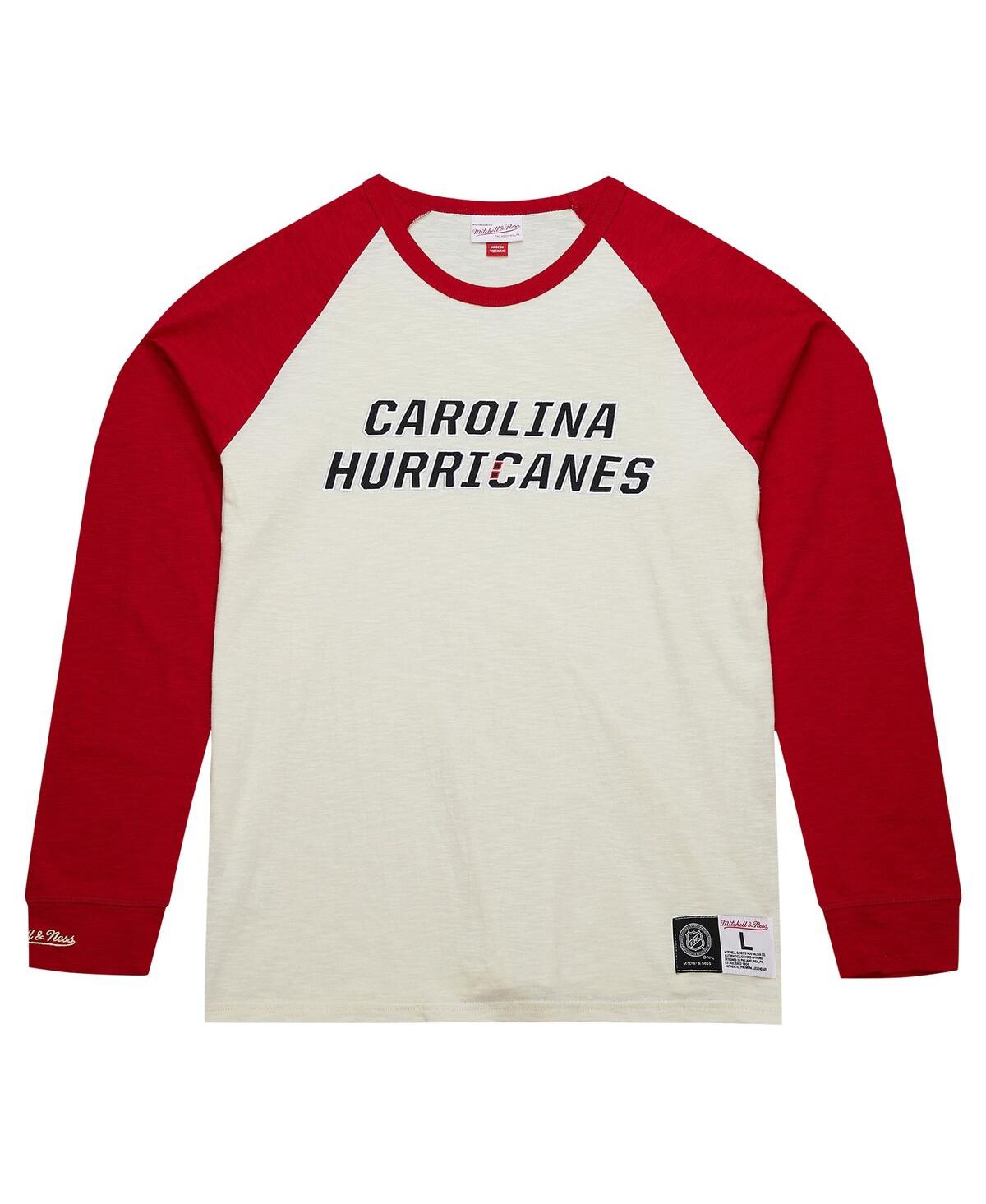 Mitchell & Ness Men's  Cream Distressed Carolina Hurricanes Legendary Slub Vintage-like Raglan Long S In Cream