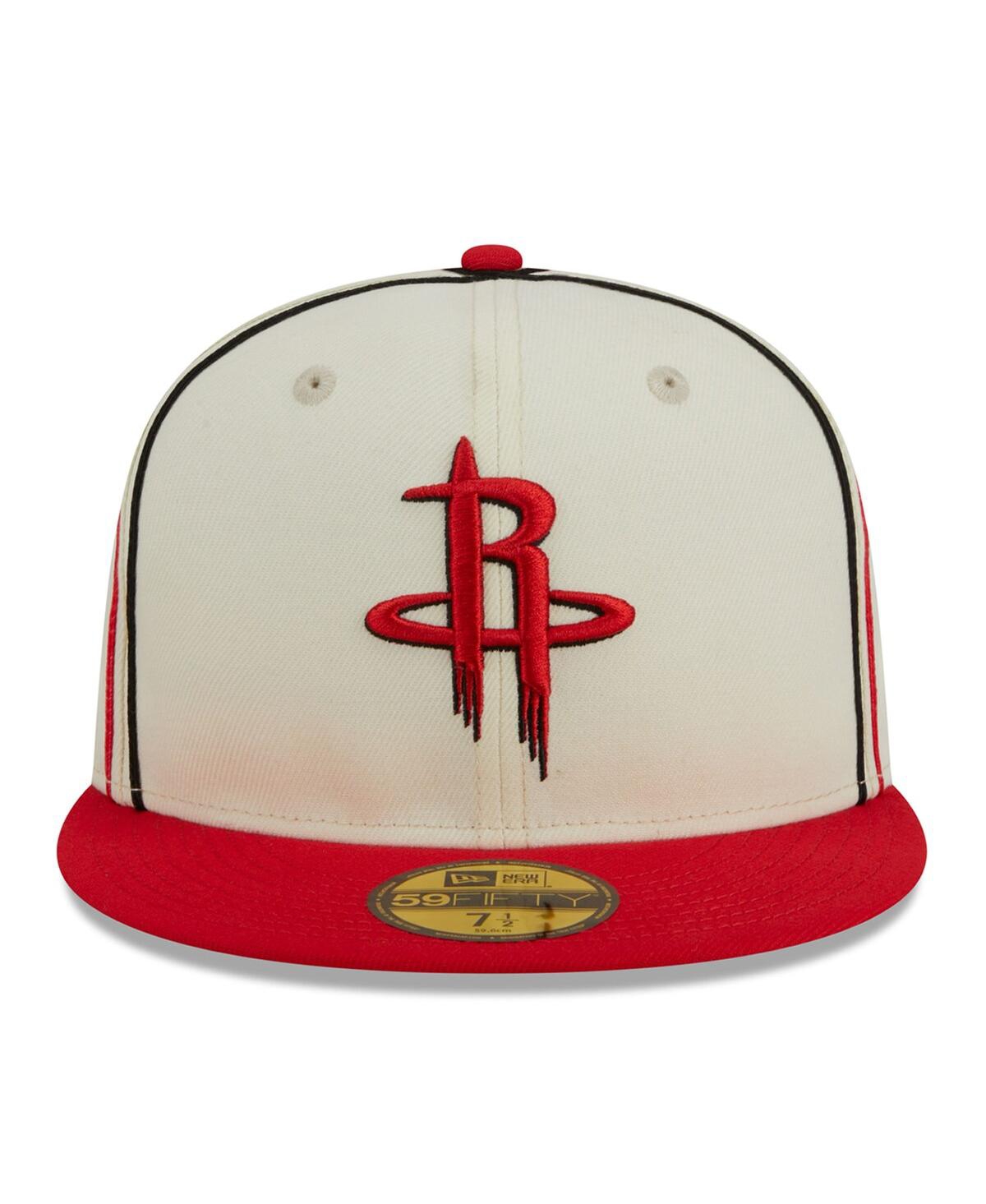 Men's New Era Red Houston Rockets Piping 2-Tone 59FIFTY Fitted Hat - Red