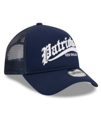 Men's Navy New England Patriots Caliber Trucker 9FORTY Adjustable Hat