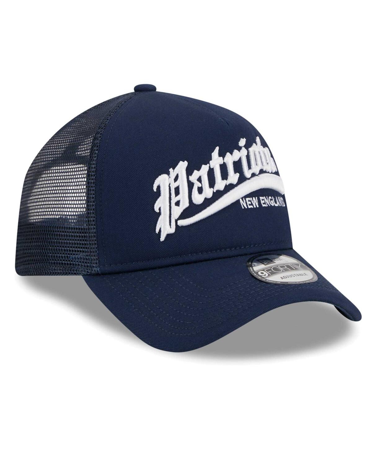 New Era Navy New England Patriots Caliber Trucker 9forty Adjustable Hat In Navy