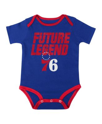 Baby Boys and Girls Royal, Red, Gray Philadelphia 76ers Bank Shot Bodysuit, Hoodie T-shirt and Shorts Set