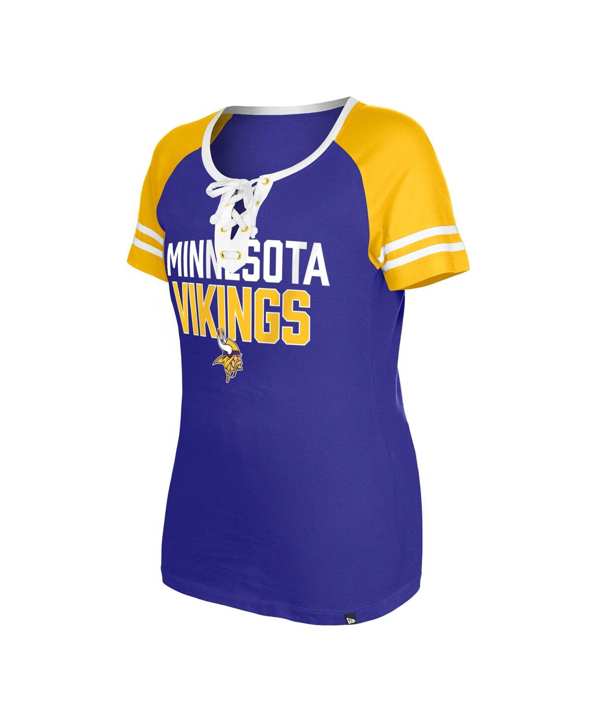 NEW ERA WOMEN'S NEW ERA PURPLE MINNESOTA VIKINGS RAGLAN LACE-UP T-SHIRT 