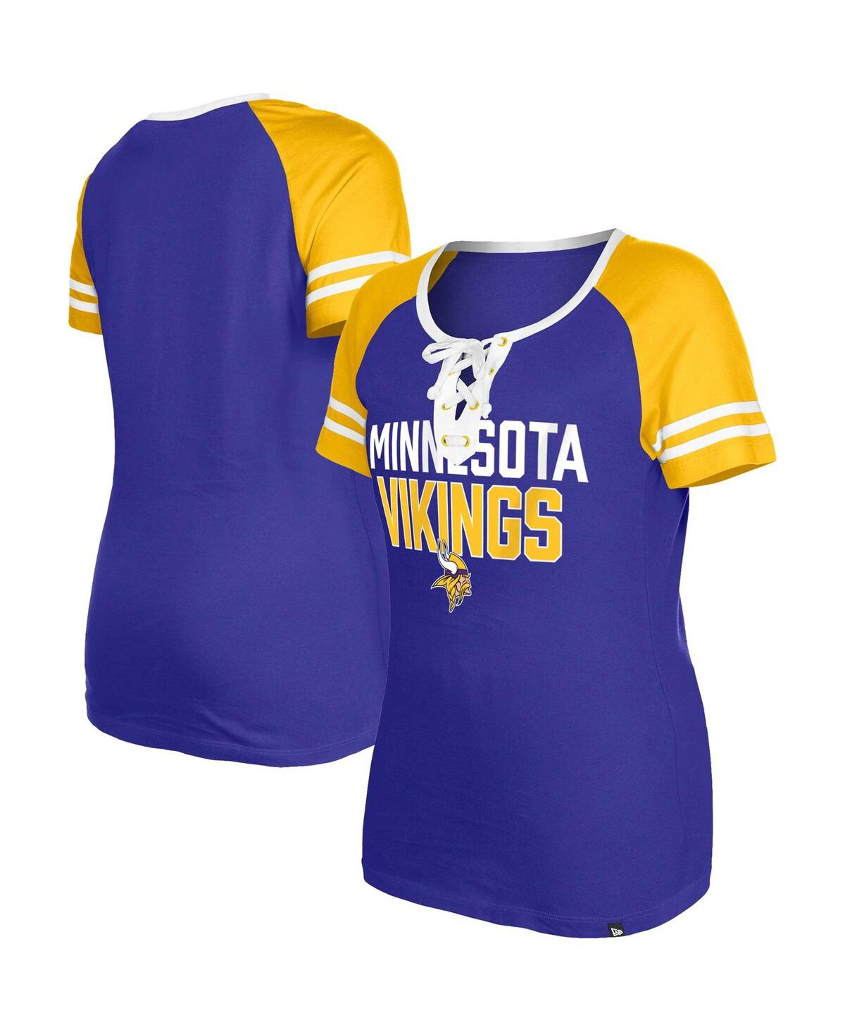 Women's New Era Purple Minnesota Vikings Raglan Lace-Up T-shirt - Purple