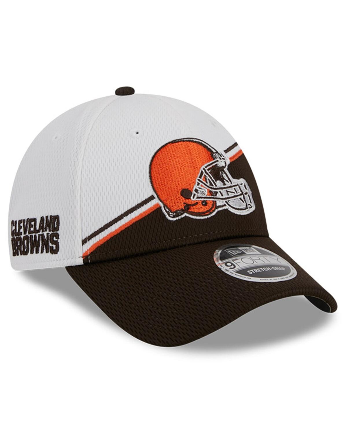 New Era Men's  White, Brown Cleveland Browns 2023 Nfl Sideline 39thirty Flex Hat In White,brown