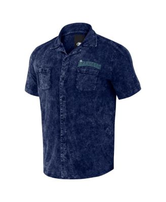 Men's Darius Rucker Collection by Navy Distressed Seattle Mariners Denim Team Color Button-Up Shirt