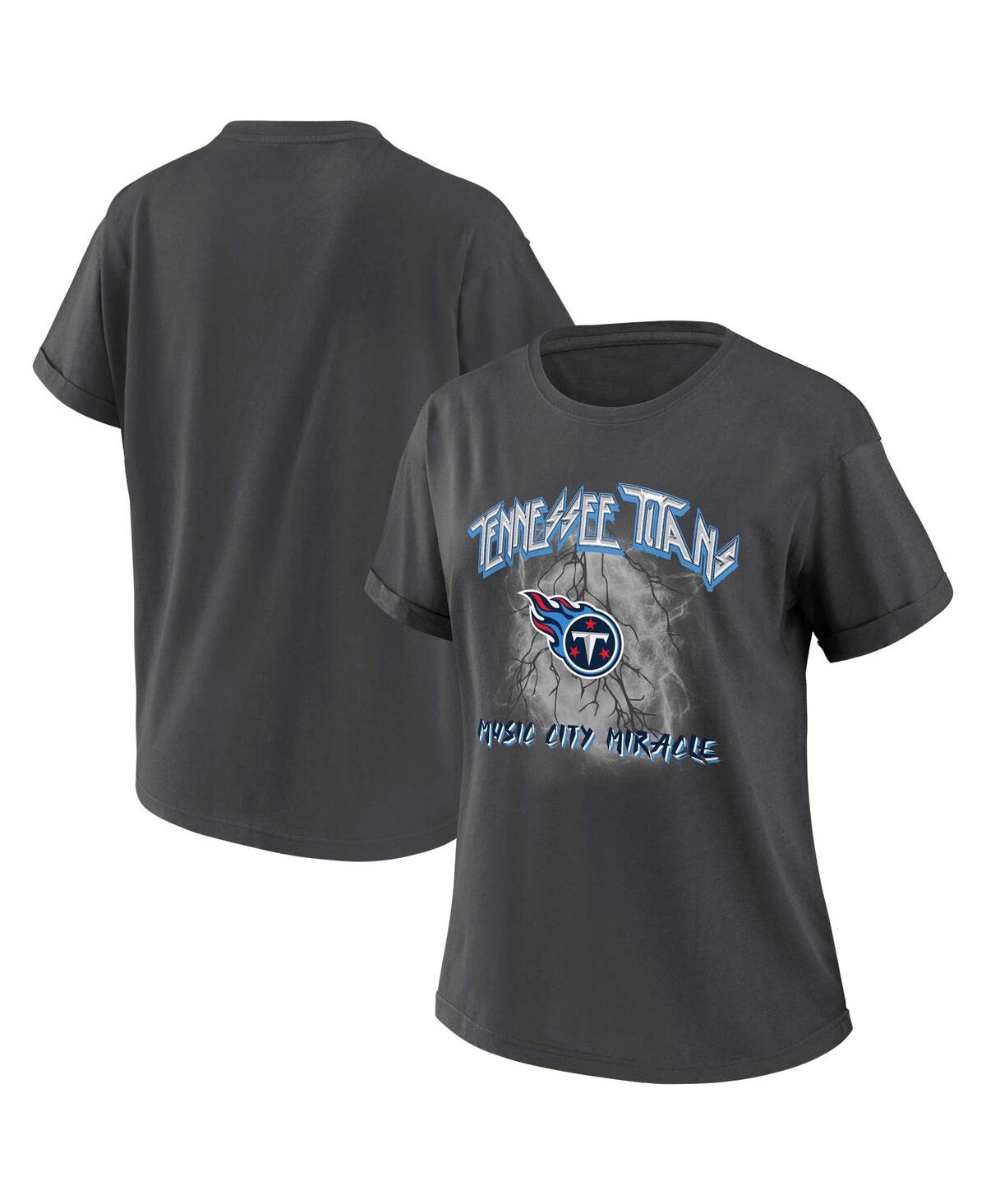 Women's Wear by Erin Andrews Charcoal Tennessee Titans Boyfriend T-shirt - Charcoal