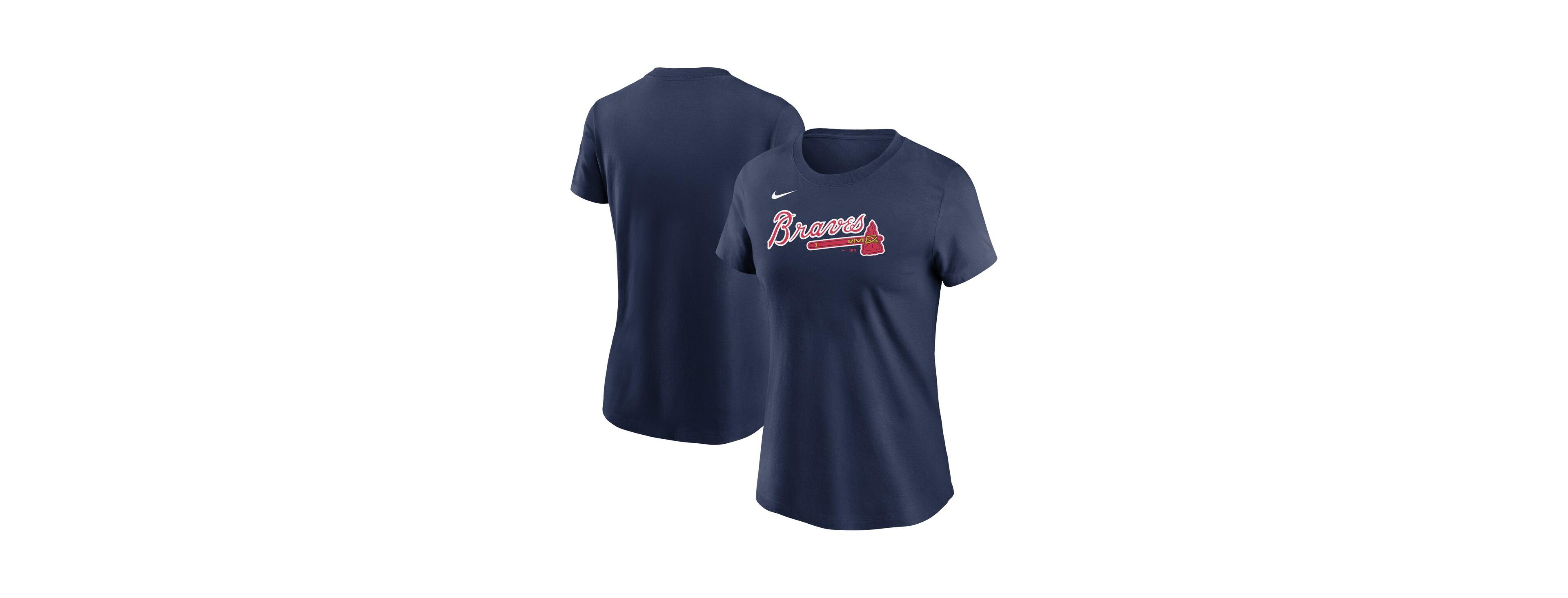 Women's Nike Navy Atlanta Braves Wordmark T-shirt
