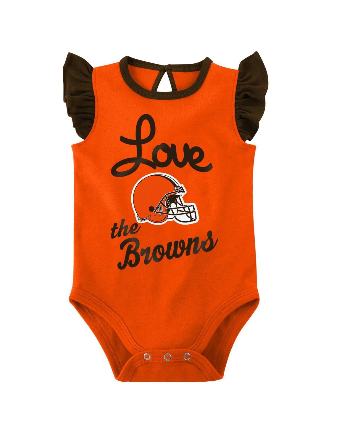 Baby Girls Orange Cleveland Browns Spread the Love 2-Pack Bodysuit Set - Orange