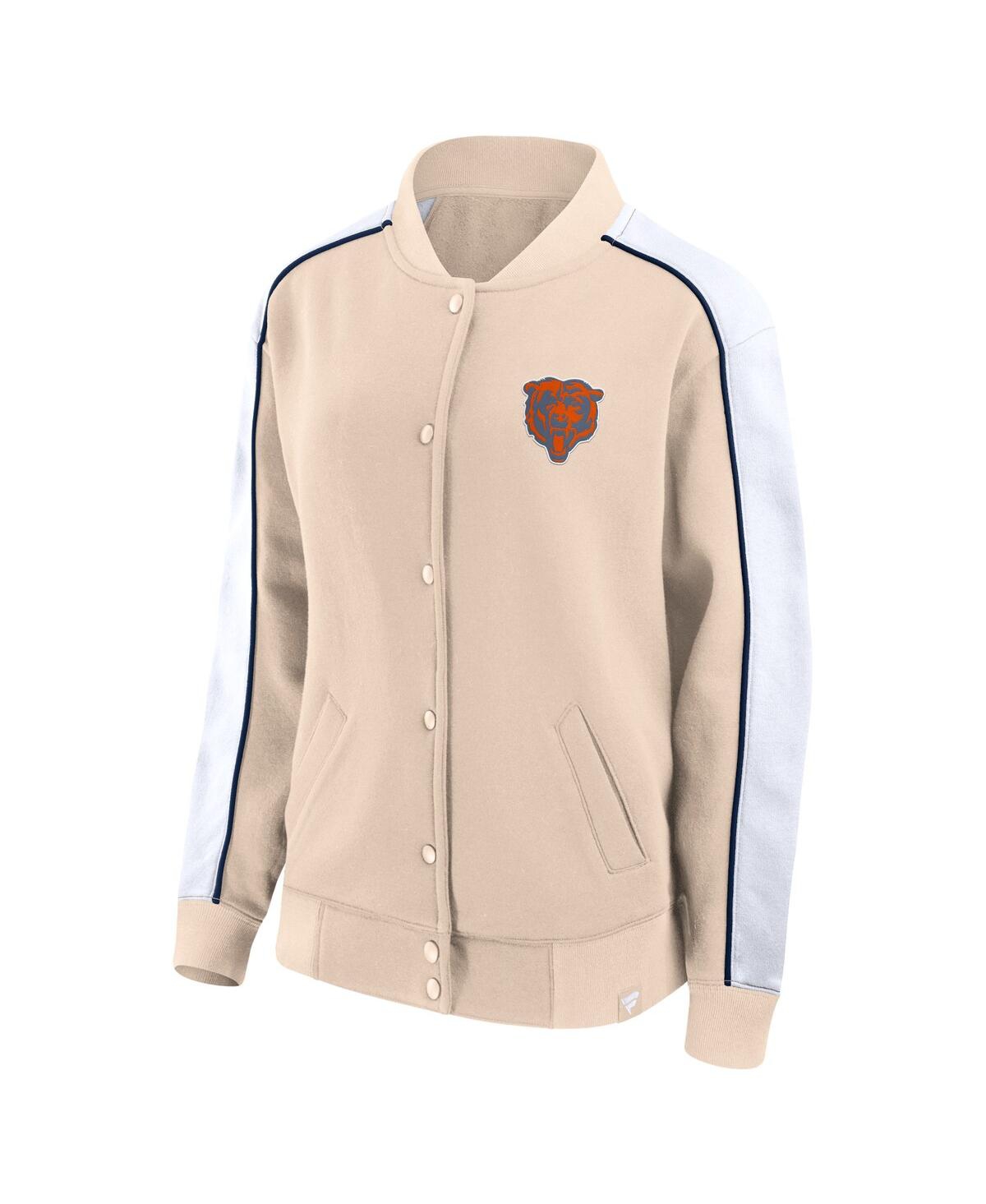 Women's FanaticsChicago Bears Lounge Full-Snap Varsity Jacket - Tan