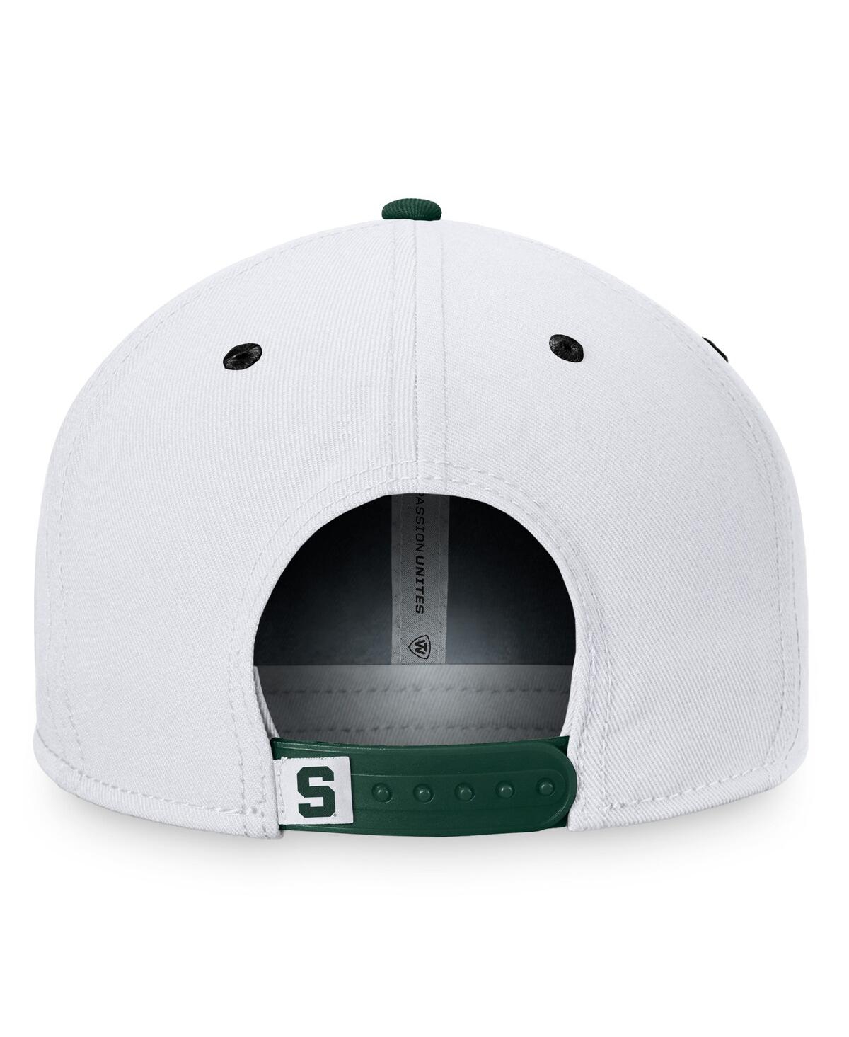 Shop Top Of The World Men's  White, Green Michigan State Spartans Sea Snapback Hat In White,green