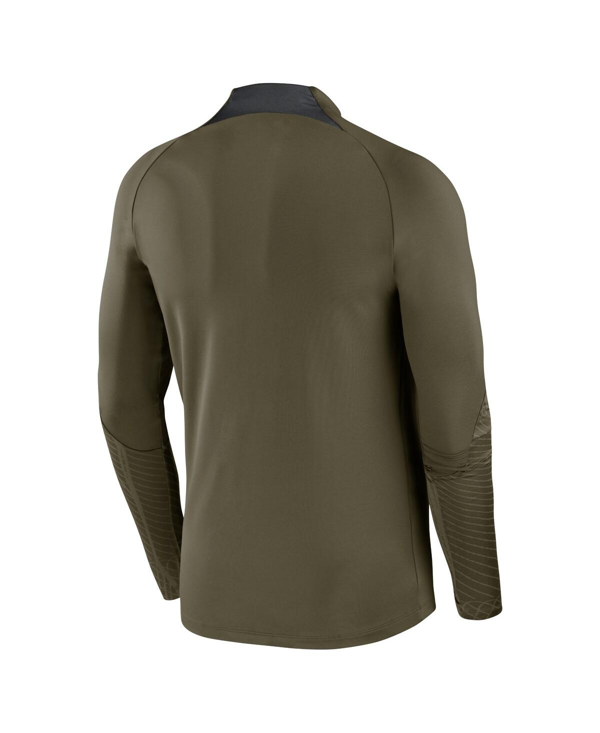 Men's JordanParis Saint-Germain 2023/24 Fourth Strike Drill Performance Quarter-Zip Long Sleeve Top - Olive
