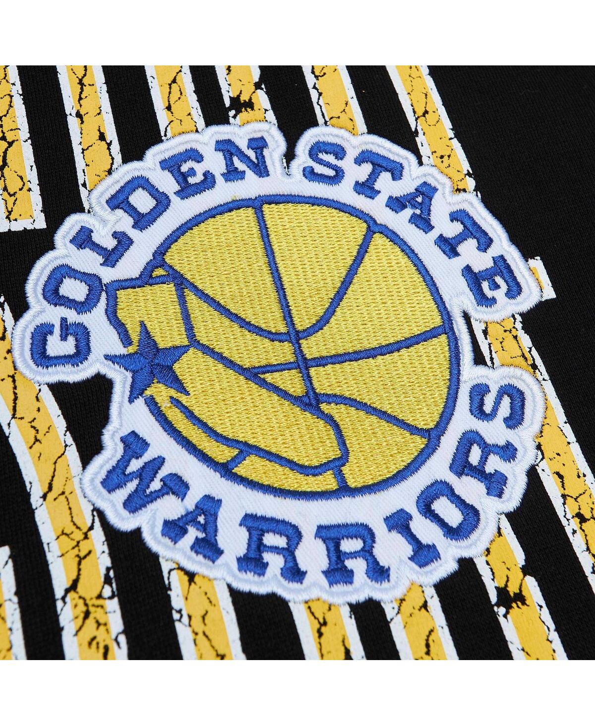 Mitchell & Ness Men's  Black Distressed Golden State Warriors Hardwood Classics Og 2.0 Pullover Hoodi In Black