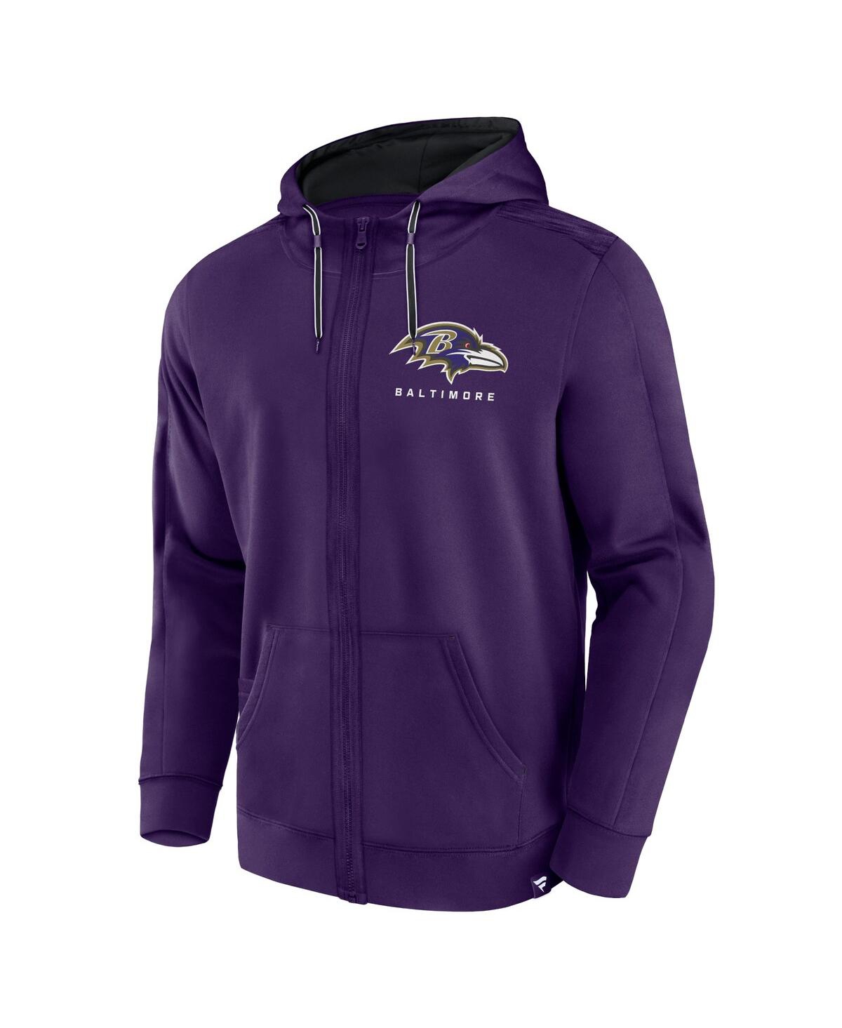 Shop Fanatics Men's  Purple Baltimore Ravens Defender Evo Full-zip Hoodie