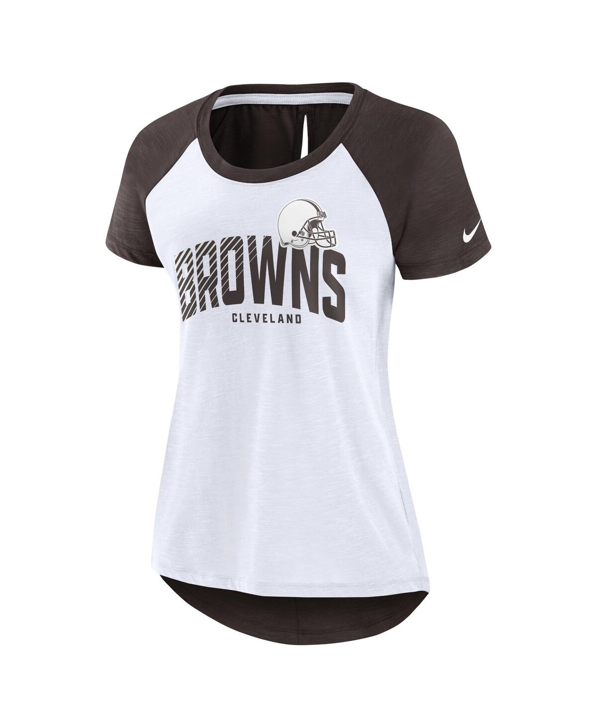 Nike White/heather Scarlet Cleveland Browns Back Slit Lightweight Fashion T-shirt In White,heather Scarlet