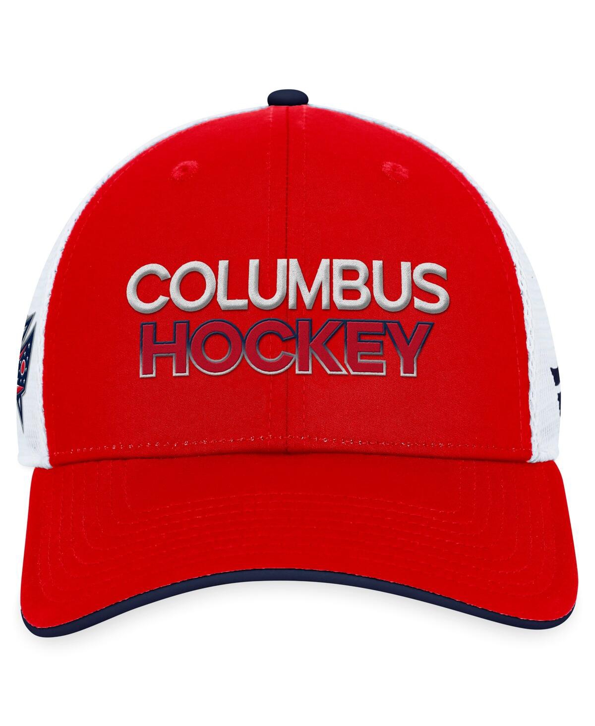 Shop Fanatics Men's  Red Columbus Blue Jackets Authentic Pro Rink Trucker Adjustable Hat