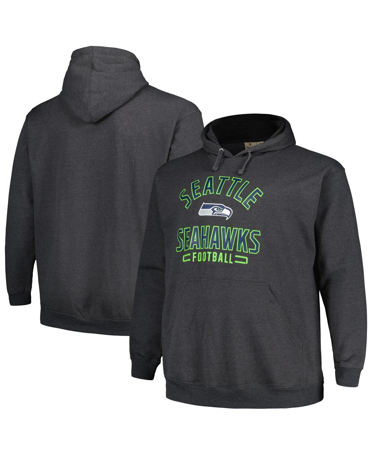 Shop Fanatics Men's  Heather Charcoal Seattle Seahawks Big And Tall Pullover Hoodie